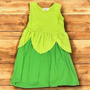 Tinker Bell Costume Green Fairy Dress Petal Hem Play Outfit Size 10